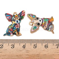 合金エナメルチャーム  犬  ゴールドカラー  ミックスカラー  25x20x2mm  穴：1.8mm&nbsp;FIND-Z100-02G