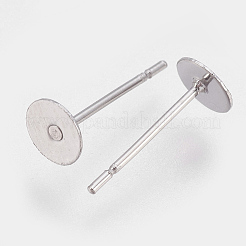 変色しにくい304ステンレススチールスタッドピアス金具  ステンレス鋼色  12x5mm  ピン：0.7mm&nbsp;STAS-P208-02P-05