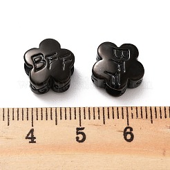304ステンレススチールヨーロピアンビーズ  大穴ビーズ  単語bffの花  ブラック  11x6.5mm  穴：4mm&nbsp;STAS-S147-02A