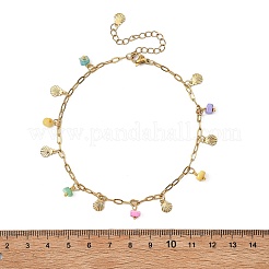 Ocean Natural Shell Chip and 304 Stainless Steel Shell Shape Tassel Paperclip Chain Necklaces for Women&nbsp;AJEW-AN00810-02