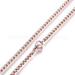 304ステンレススチールベネチアンチェーンネックレス  ローズゴールド  23.62インチ（60cm）  2.5mm&nbsp;X-NJEW-P244-01RG