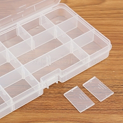 1個15グリッド透明長方形プラスチックビーズ収納容器  蓋付き  透明  10.2x17.7x2.5cm  内径：3.1x3.3のCM&nbsp;CON-DJ0001-44