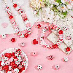 Valentine's Day DIY Wood Beads & Jute Cord Pendant Decoration Making Kits&nbsp;DIY-SP0002-71