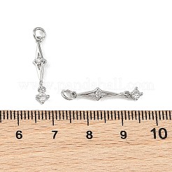 シェグレース 真鍮 パヴェ クリア キュービックジルコニア ペンダント  スターのチャーム  カドミウムフリーと鉛フリー＆ニッケルフリー  プラチナメッキ  21x4x2.5mm  穴：2.5mm&nbsp;XGRQ4N350-722P