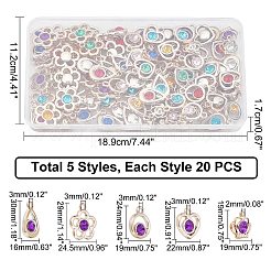 100Pcs 5 Style UV Plating ABS Plastic Pendants&nbsp;KY-CA0001-18