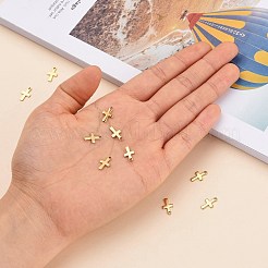 イオンプレーティング（IP）304ステンレススチール製小さなクロスチャーム  ゴールドカラー  12x7x1mm  穴：1.2mm&nbsp;X-STAS-E104-34G