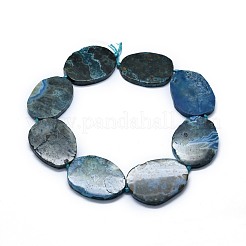 天然石オーシャンジャスパービーズ連売り  オーバル  染め  42~57x32~47x6~7mm  穴：2mm  約7~8個/連  16.1~16.14インチ（40.9~41cm）&nbsp;G-F655-14