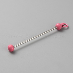 ジュエリー作り diy 工芸品用の鉄の棒ビーズキーホルダー  プラチナ  ショッキングピンク  7.8cm&nbsp;IFIN-SZC0005-01A-13