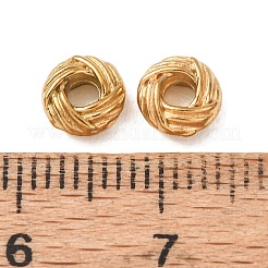 304ステンレススチールスペーサービーズ  イオンプレーティング（ip）  ロンデル  18KGP本金メッキ  6x3mm  穴：2mm&nbsp;STAS-L318-01G-02