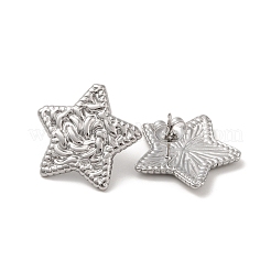 変色しない304ステンレススチール製スタッドピアス（女性用）  スター  21x22mm&nbsp;EJEW-L272-028P-01