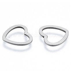 変色しない201ステンレススチール製リンクリング  ハート  ステンレス鋼色  11x12x1mm  内径：7.5x9.5mm&nbsp;STAS-N090-T06-1