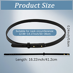 6mmのフラットレザーコードで調節可能なチョーカーネックレス  ゴールドカラー  ブラック  16.22インチ（41.2cm）&nbsp;NJEW-CL0001-26
