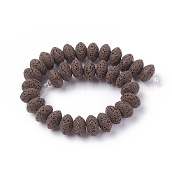 天然溶岩岩ビーズ連売り  染め  ロンデル  ココナッツブラウン  10~11x6mm  穴：1.8mm  34個/連  7.87インチ（20cm）&nbsp;G-F671-01B-13