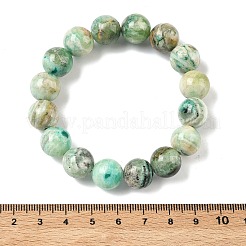 天然グリーンラインジャスパーラウンドビーズストレッチブレスレット（女性用）  ビーズ：12mm  内径：2.01インチ（5.1cm）&nbsp;BJEW-F535-02D