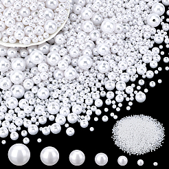 DIYビーズキット  ガラスシードビーズ入り  ABSプラスチックパール調ビーズ  ホワイト  2~12mm  穴：1~2.3mm  5030pc&nbsp;DIY-PH0030-47B