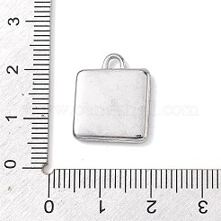 プリントされた304ステンレススチールペンダント  スクエアチャーム  魚  18x15x3mm  穴：2.5mm&nbsp;STAS-G376-01P-01