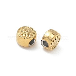 304ステンレススチールビーズ  花付きフラットラウンド  イオンプレーティング（ip）  18KGP本金メッキ  6.5x4mm  穴：1.8mm&nbsp;STAS-D204-22G