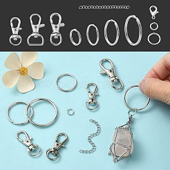 DIYキーホルダー作成キット  合金と鉄のスイベルカニカンを含む  アイアン製キーリング  304ステンレススチールエンドチェーン  プラチナ＆ステンレス鋼色  295個/箱&nbsp;DIY-YW0007-62
