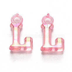 透明なアクリルpendantss  ABカラーメッキ  混合頭文字  ミックスカラー  14~15x4~10.5x3.5mm  穴：1.8mm  約2350個/500g&nbsp;TACR-R150-12
