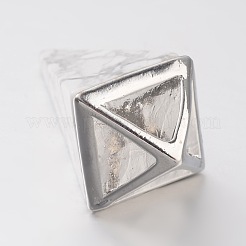 天然＆合成混合石ポイント振り子ペンダント  プラチナメッキ真鍮パーツ  30~34x15x15mm  穴：5x6mm&nbsp;G-E301-P