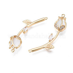 Brass Micro Pave Clear Cubic Zirconia Link Connectors&nbsp;KK-Q278-004-NF