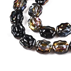 電気メッキガラスビーズセット  花  ブラック  12x10x6~6.5mm  穴：1mm  約55個/連  26.93''（68.4センチメートル）&nbsp;EGLA-T021-05K