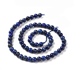 天然石ラピスラズリビーズ連売り  ラウンド  6mm  穴：1mm  約58~60個/連  15インチ（380mm）&nbsp;G-G953-03-6mm