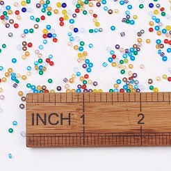 12/0グレードの透明なガラスシードビーズ  ラウンド  ミックスカラー  2x1~1.5mm  穴：0.7~0.8mm  約3000個/50g&nbsp;X-SEED-Q006-FM