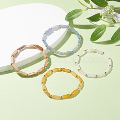 Natural Stones Rectangle Beads Stretch Bracelet&nbsp;BJEW-JB07506