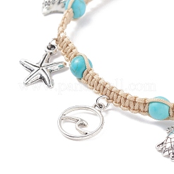 Synthetic Turquoise Braided Bead Anklet&nbsp;AJEW-AN00483