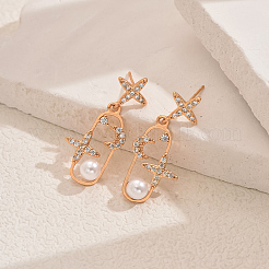 Geometric Star and Moon Brass Pave Clear Cubic Zirconia Stud Earrings&nbsp;JJ6456