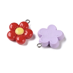 不透明樹脂ペンダント  花  プラチナ鉄ループ付き  ミックスカラー  24.5x21x5mm  穴：2mm&nbsp;RESI-I352-02P-01