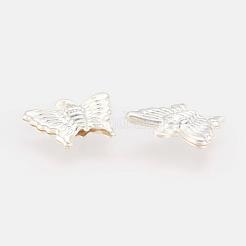 真鍮製チャーム  蝶  銀色のメッキ  14x15x3.5mm  穴：1mm&nbsp;KK-L134-18S