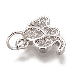 Brass Micro Pave Clear Cubic Zirconia Charms&nbsp;ZIRC-C020-35P