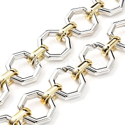 Ccbプラスチックボストンリンクチェーン  八角形  銀  リンク：25x25x6mm  39.97（1m）長&nbsp;AJEW-JB01081-02