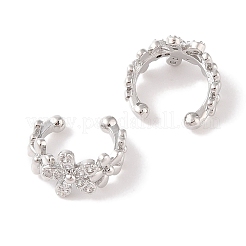 真鍮マイクロパヴェクリアキュービックジルコニアカフイヤリング（女性用）  プラチナ  13.5x8mm&nbsp;EJEW-I305-10P