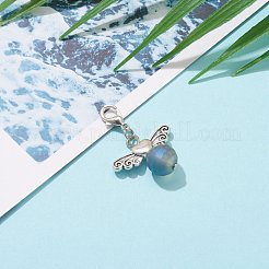 電気メッキガラスチャーム  合金製パーツとカニカン付き  天使  ミックスカラー  34mm&nbsp;HJEW-JM00444