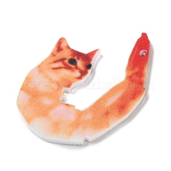 不透明なプリントアクリルパーツ  エビと猫の形をしたチャーム  オレンジ  45x32x2mm  穴：1.6mm&nbsp;SACR-F017-03