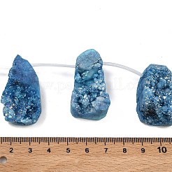 電気メッキ天然石ドゥルージーアゲートビーズ連売り  トップドリルビーズ  ティアドロップ  染め  藤紫色  36~42x23~29x12~32mm  穴：1.5mm  約5個/連  8.26インチ〜9.44インチ（21~24cm）&nbsp;G-N0259-08