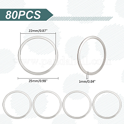 304ステンレススチールリンクリング  リング  ステンレス鋼色  25x1mm  22mm内径  80個/箱&nbsp;STAS-UN0002-68P