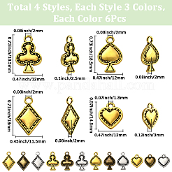 72pcs12スタイルチベットスタイルアロイペンダント  カードを再生  ミックスカラー  14.5~18.5x11.5~12x2~3mm  穴：1.8~2mm  6個/スタイル&nbsp;FIND-SC0019-42