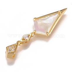 Brass Micro Pave Clear Cubic Zirconia Pendants&nbsp;ZIRC-F121-01B-G