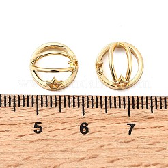真鍮製のビーズフレーム  星付き丸リング  ゴールドカラー  10x6mm  穴：1mm&nbsp;KK-wh0046-57G-1