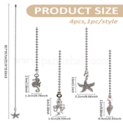 4Pcs Marine Life Alloy Charms Ceiling Fan Pull Chain Extenders&nbsp;HJEW-LP00017