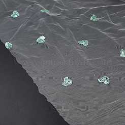 ポリエステルガーゼ生地  ハート柄のスパンコール生地  DIYバッグ衣類アクセサリー用  ホワイト  1200x1mm&nbsp;AJEW-WH0314-636C