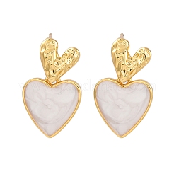 女性用ラックメッキハート真鍮スタッドピアス  エナメル  カドミウムフリー＆鉛フリー  長持ちメッキ  18KGP本金メッキ  ミックスカラー  23x14mm&nbsp;EJEW-C125-26G