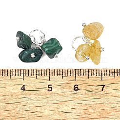 天然・合成混石ペンダント24個  チップチャーム  304ステンレススチール製丸カン付き  ステンレス鋼色  7~8x7~10x5~6mm  丸カン：6x0.8ミリ  内径：5mm&nbsp;PALLOY-JF05355-02
