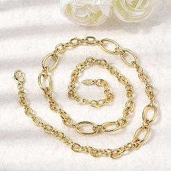 真鍮オーバルリンクチェーンネックレス  ラックめっき  長持ちメッキ  カドミウムフリー＆鉛フリー  18KGP本金メッキ  18.11インチ（46cm）&nbsp;NJEW-L013-03G