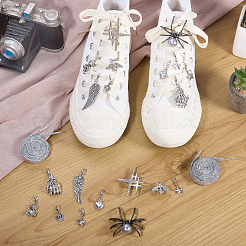 20Pcs Alloy & 316 Stainless Steel Shoes Charms and Alloy Brooches and Glitter Polyester Cord Shoelace Sets&nbsp;SJEW-JOY00001