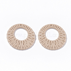 アクリルパーツ  模造ラタン編み風  ドーナツ  ミックスカラー  46.5x4.5mm  穴：1.5mm&nbsp;OACR-T010-09